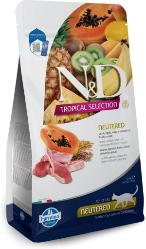Farmina N&D Tropical Selection Lamb, Spelt, Oats & Tropical Fruits Neutered Adult Dry Cat Food healthy cat food, premium dry cat food