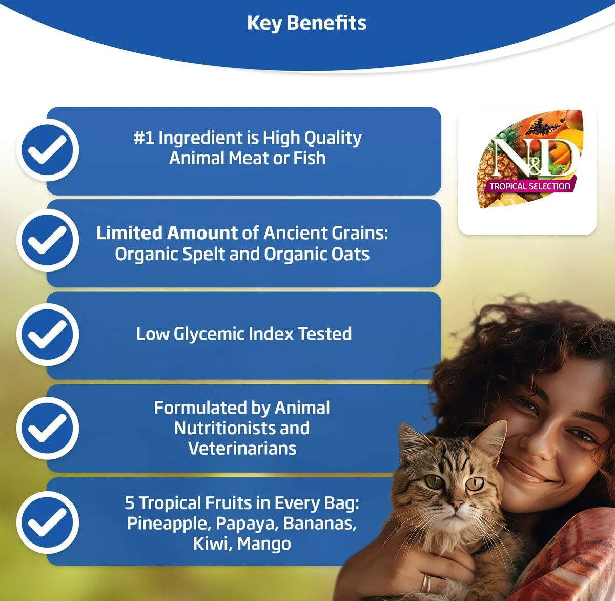 Farmina N&D Tropical Selection Lamb, Spelt, Oats & Tropical Fruits Neutered Adult Dry Cat Food