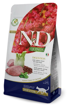 Farmina Pet Foods Feline Digestion Lamb Quinoa Fennel & Mint Formula Dry Cat Food indoor dry cat food, healthy cat kibble