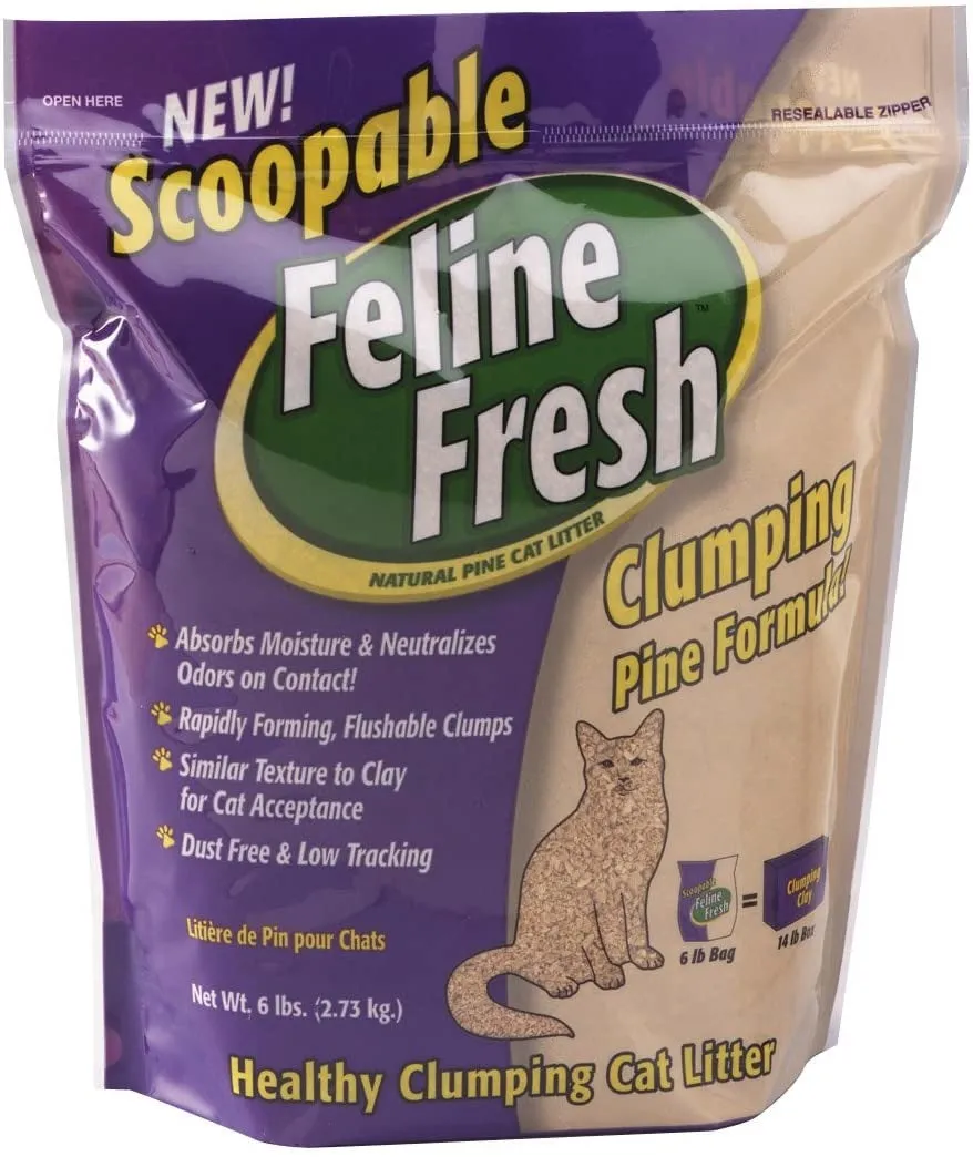 Feline Fresh Scoopable Clumping Pine Litter clumping cat litter, odor control litter