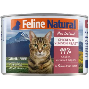 Feline Natural Canned Chicken & Venison Cat Food 6 oz organic cat food, holistic cat food