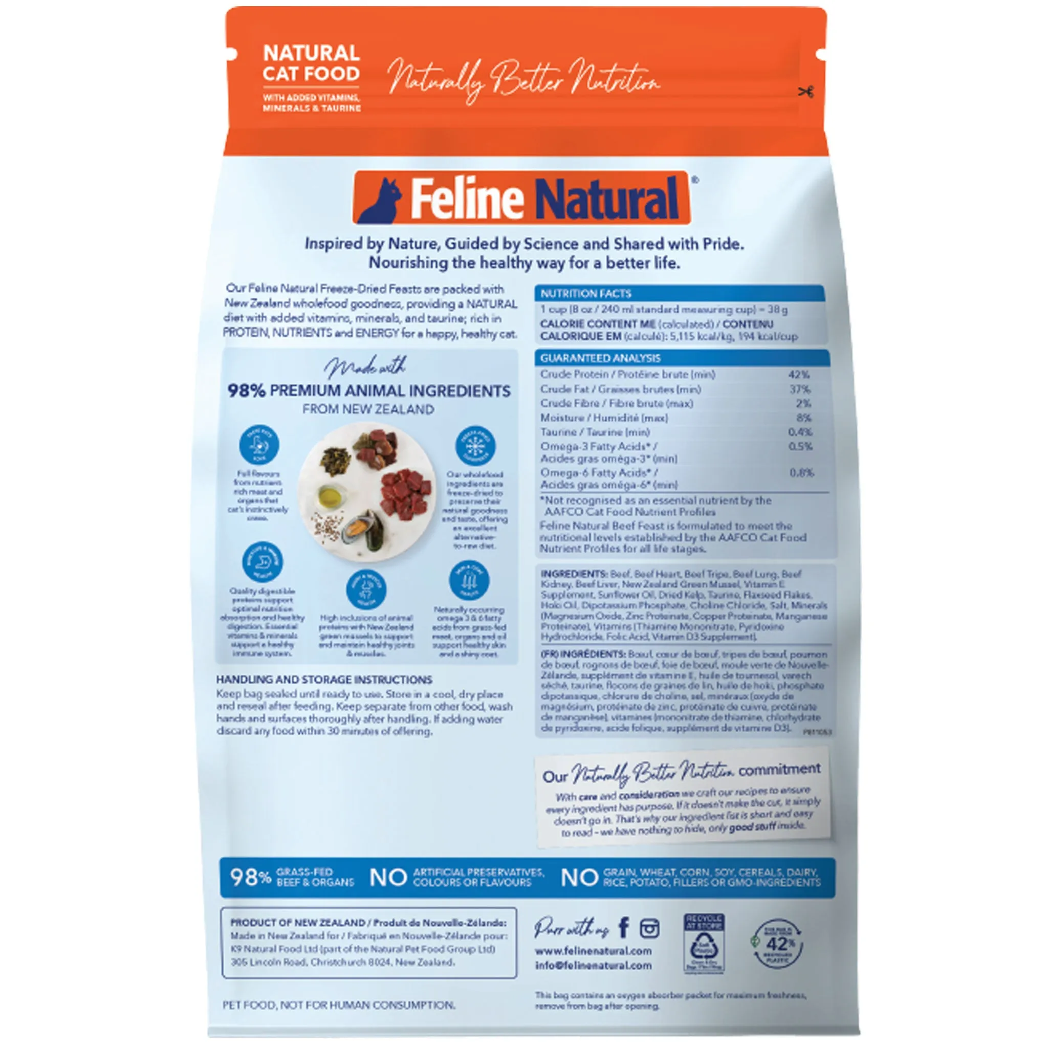 Feline Natural Freeze-Dried Beef Cat Food