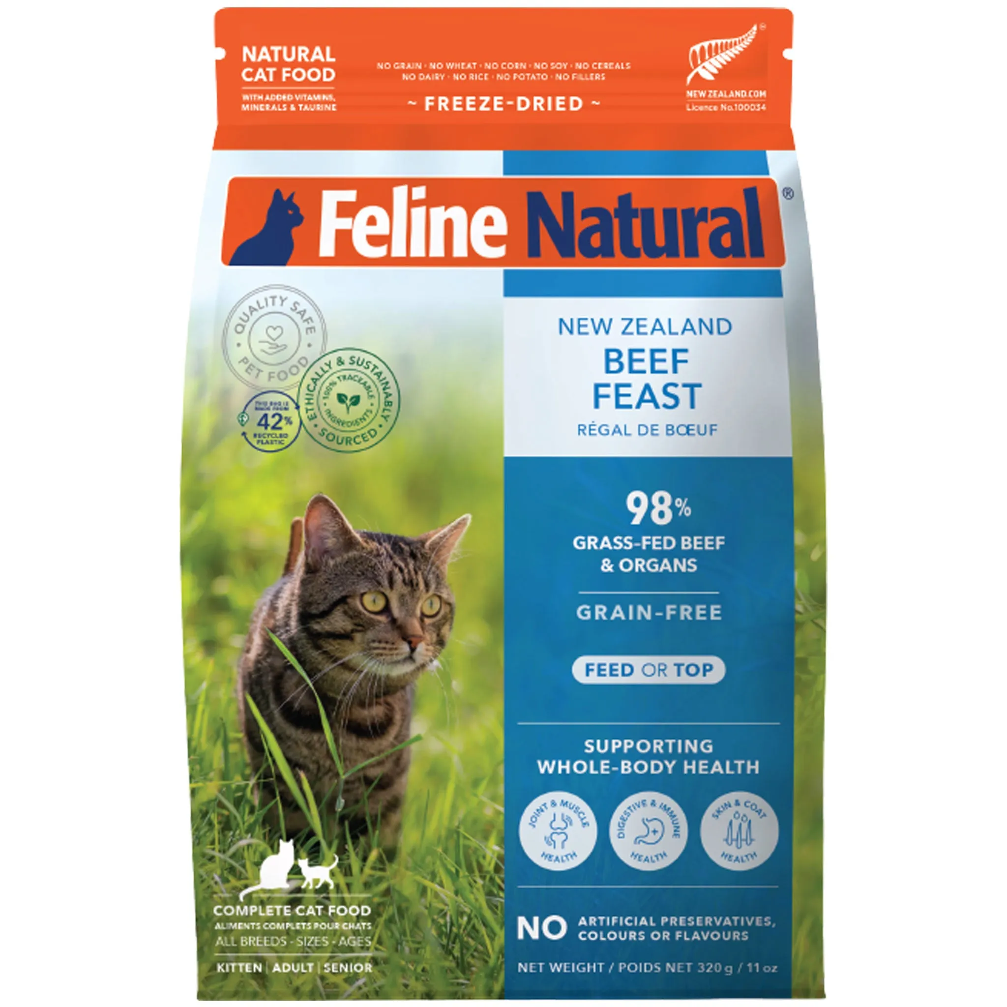 Feline Natural Freeze-Dried Beef Cat Food organic cat food, holistic cat food