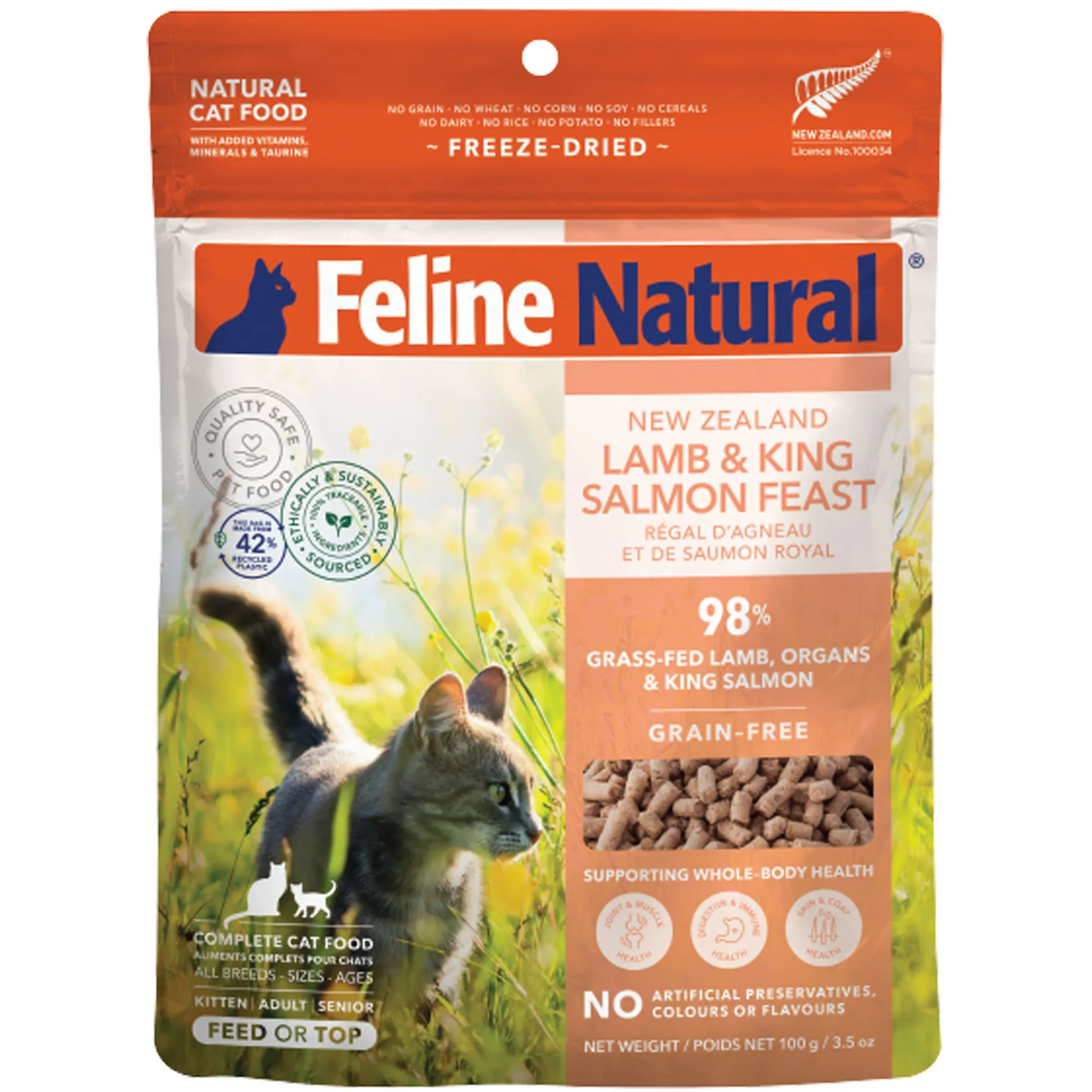 Feline Natural Freeze-Dried Cat Lamb & Salmon organic cat food, holistic cat food