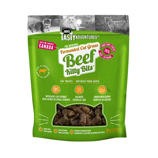 Fermented Cat Grass Beef Kitty Bits cat treats, natural cat treats