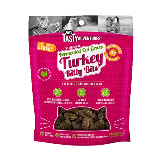 Fermented Cat Grass Turkey Kitty Bits cat treats, natural cat treats