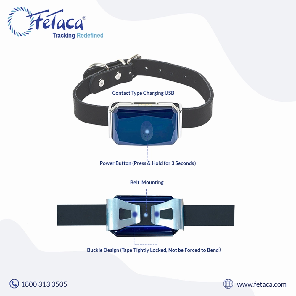 FeTaca Smart GPS Collars with 1 Year Advanced Tracking & SIM Data Subscription for Dogs & Cats (Blue)