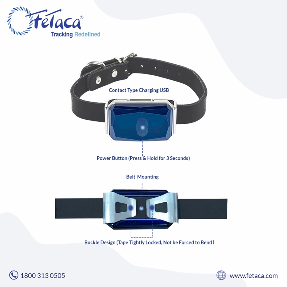 FeTaca Smart GPS Collars with 1 Year Advanced Tracking & SIM Data Subscription for Dogs & Cats (Blue)