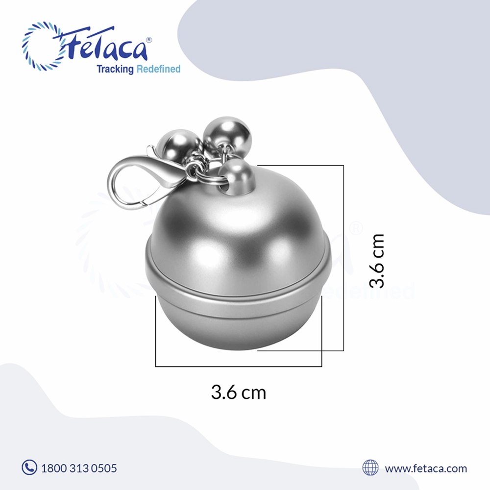 FeTaca Smart Silver Bell Shaped 2G Pet GPS Tracker with 1Year Advanced Tracking & SIM Data Subscription for Dogs and Cats (Silver)