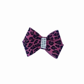 First Place Bow Dog Collar Slider Pink Cheetah