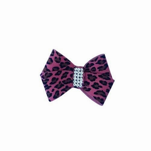 First Place Bow Dog Collar Slider Pink Cheetah