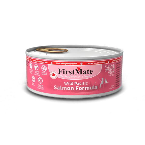 FirstMate Cat Grain Free Wild Pacific Salmon 5.5oz adult cat food, best cat food for adults