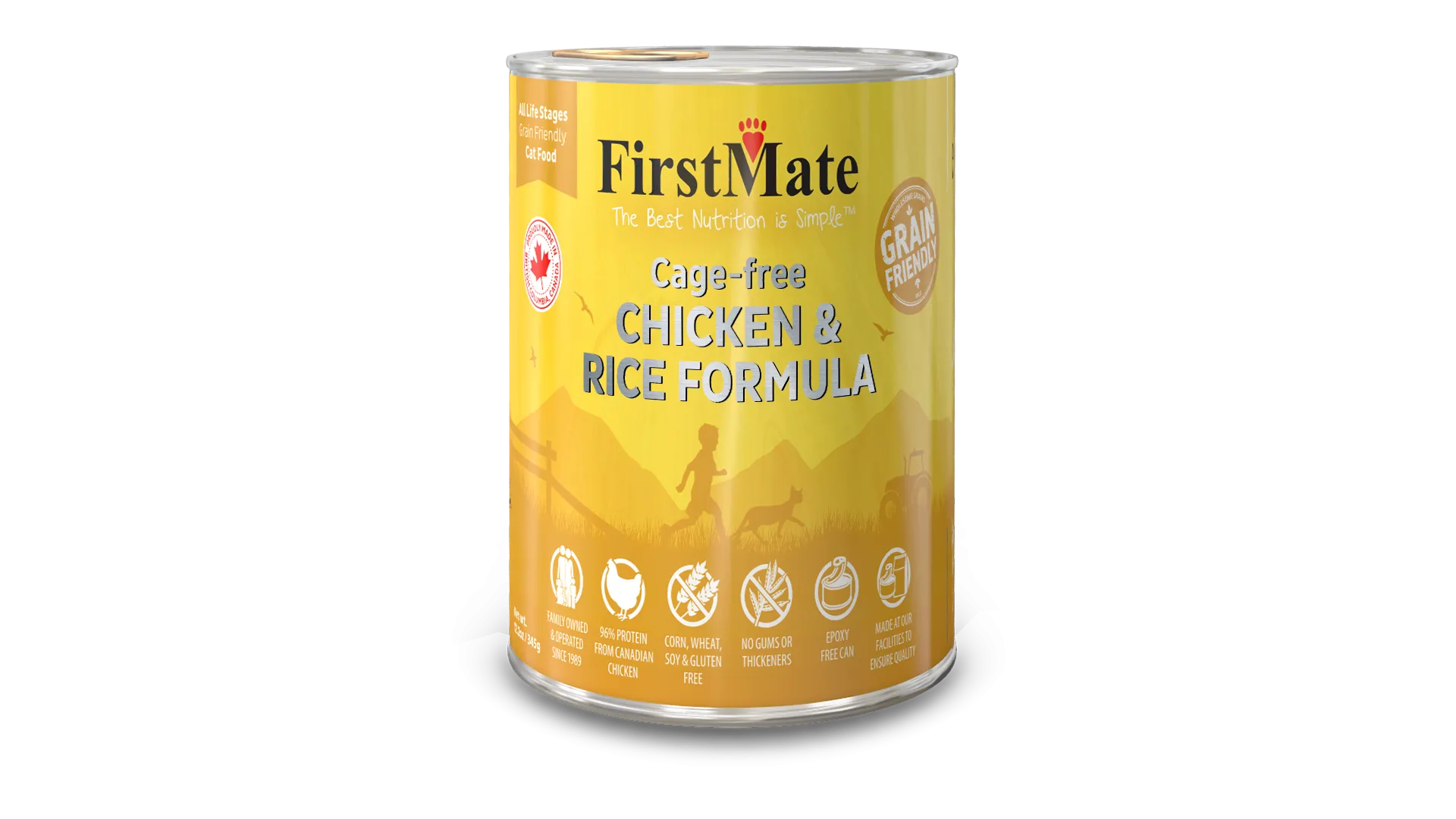 FirstMate Cat Grain Friendly Cage Free Chicken & Rice 12oz adult cat food, best cat food for adults