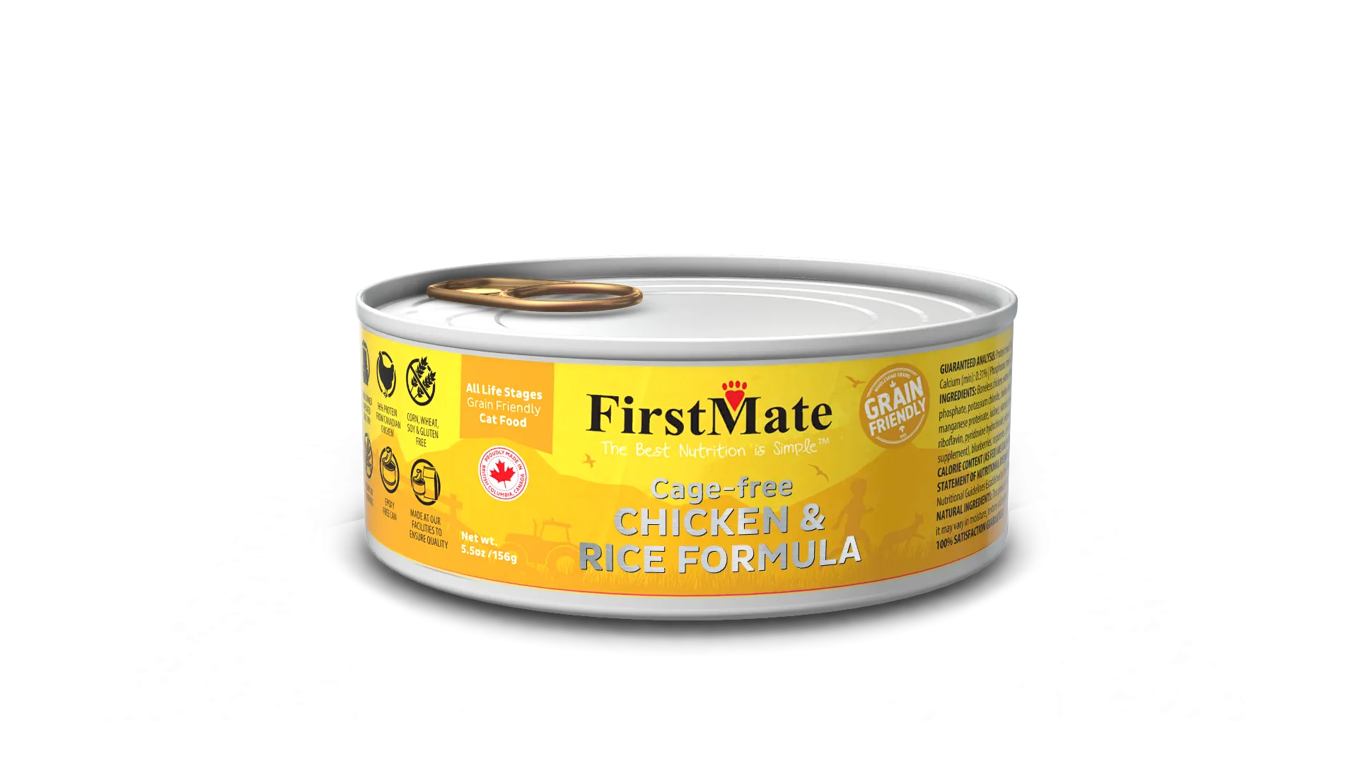 FirstMate Cat Grain Friendly Cage Free Chicken & Rice 5.5oz dry cat food, cat kibble