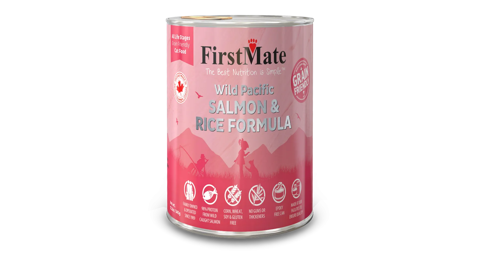 FirstMate Cat Grain Friendly Wild Pacific Salmon & Rice 12oz adult cat food, best cat food for adults