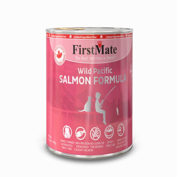 FirstMate Cat  Grain Free Wild Pacific Salmon 12oz adult cat food, best cat food for adults