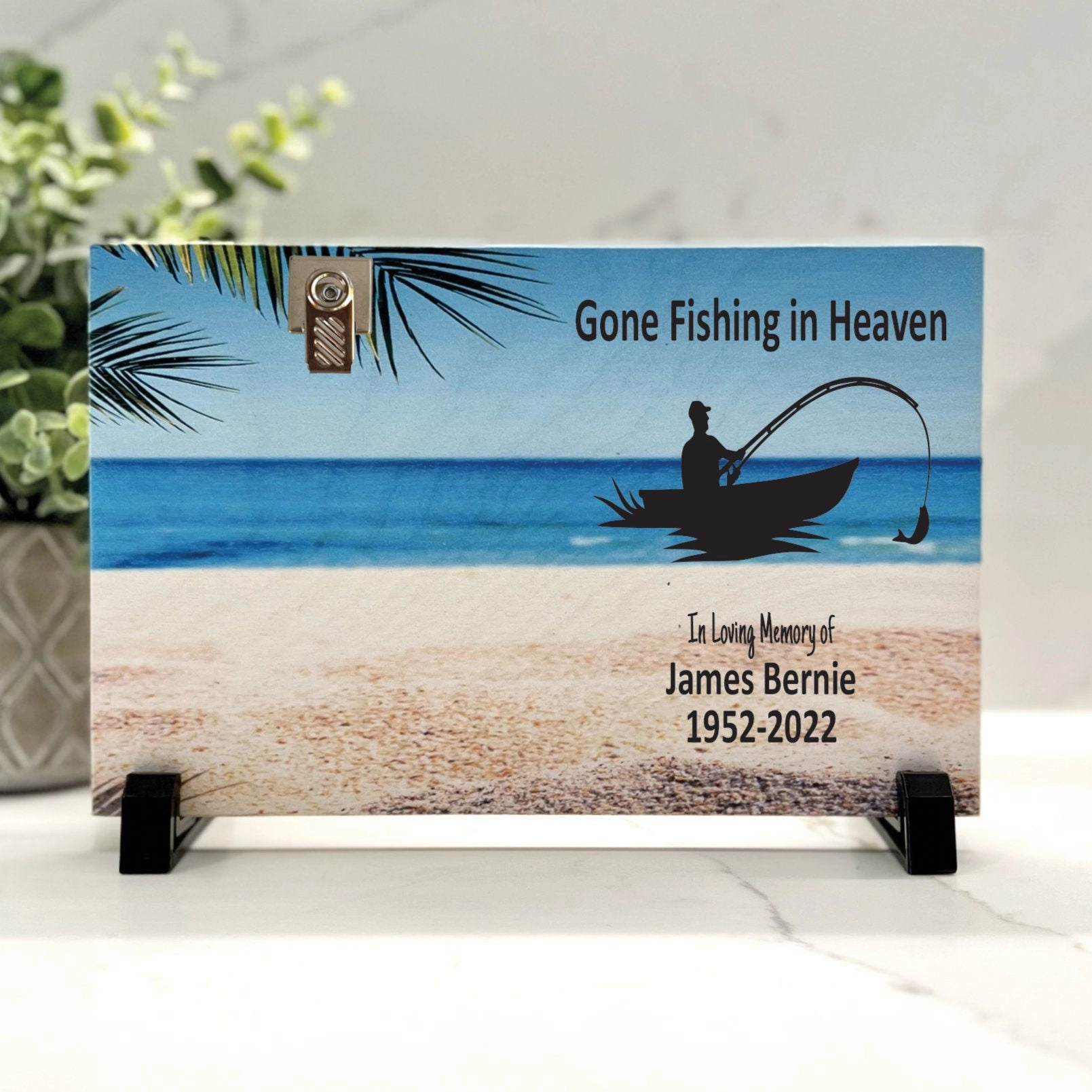 Fisherman Memorial Frame - Gone Fishing in Heaven