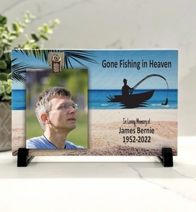 Fisherman Memorial Frame - Gone Fishing in Heaven