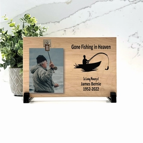 Fisherman Memorial Gift - Gone fishing in Heaven memorial frame