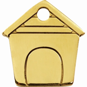 Flat Brass Dog House Dog ID Tag