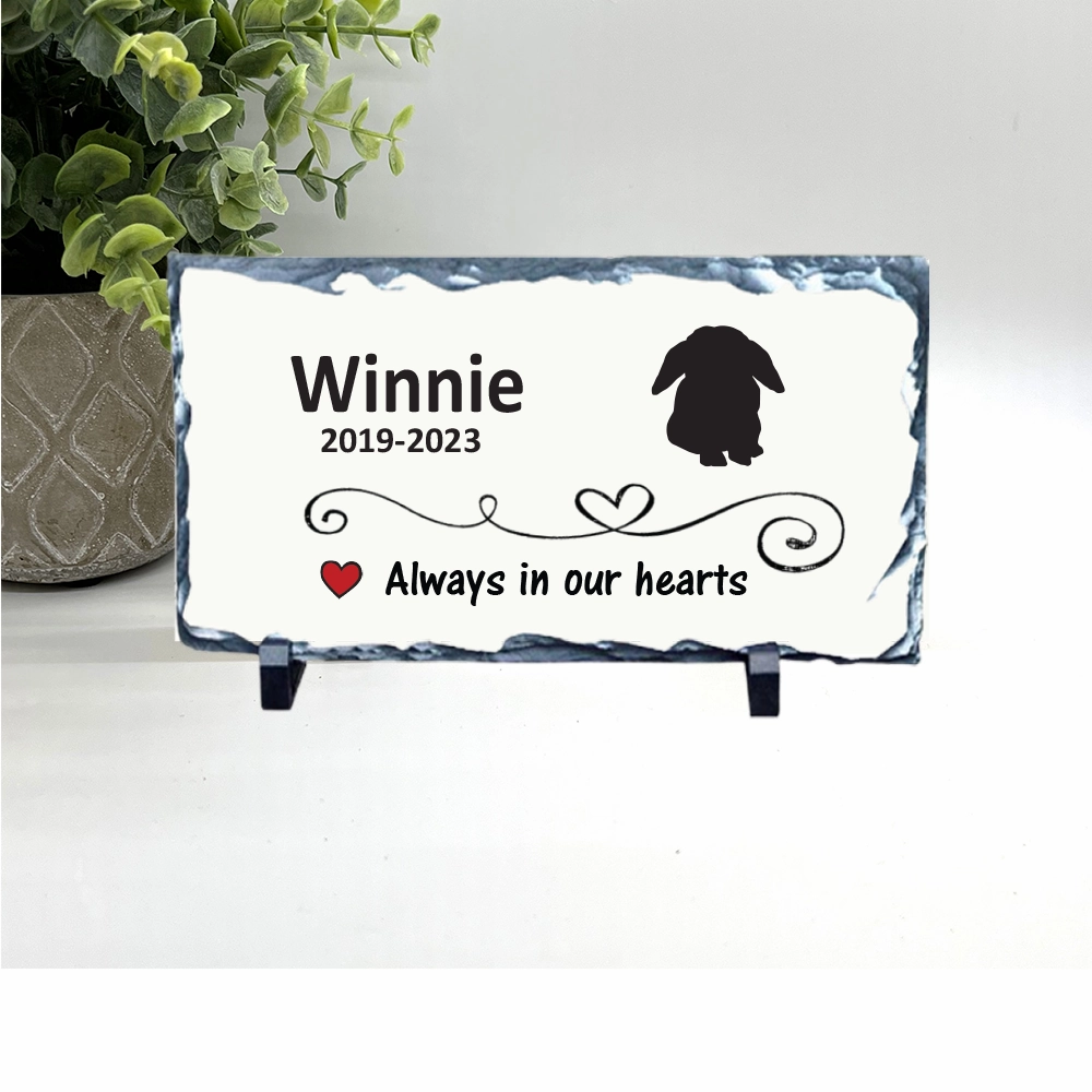 Floppy Ear Rabbit / Bunny Memorial Stone - Always in our hearts