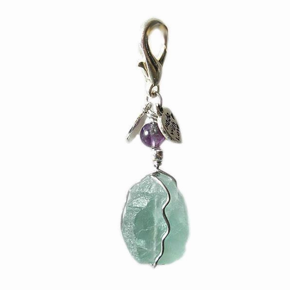 Fluorite Healing Dog Collar Charm Pawmulet dog collar charm,pet tag