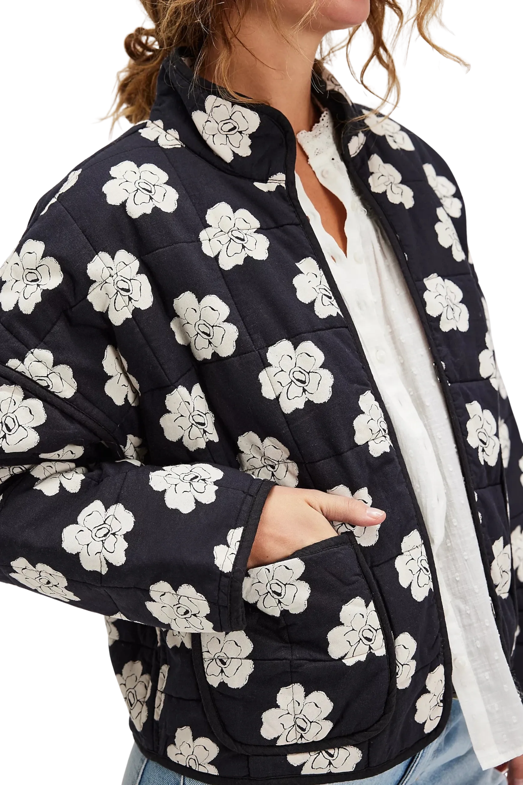 Free People Clothing Chloe Jacket in Night Blooms Combo