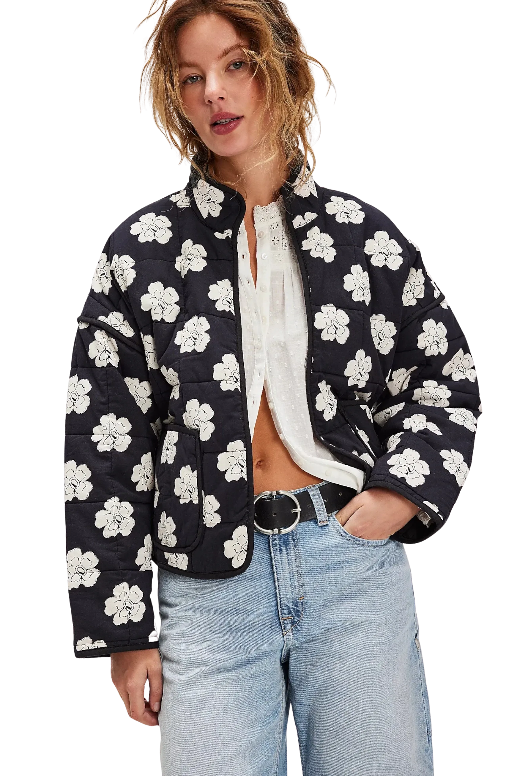 Free People Clothing Chloe Jacket in Night Blooms Combo
