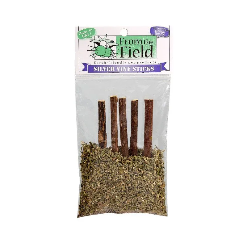 From The Field Silver Vine Sticks In Ultimate Blend Catnip Pouch catnip toys, catnip treats