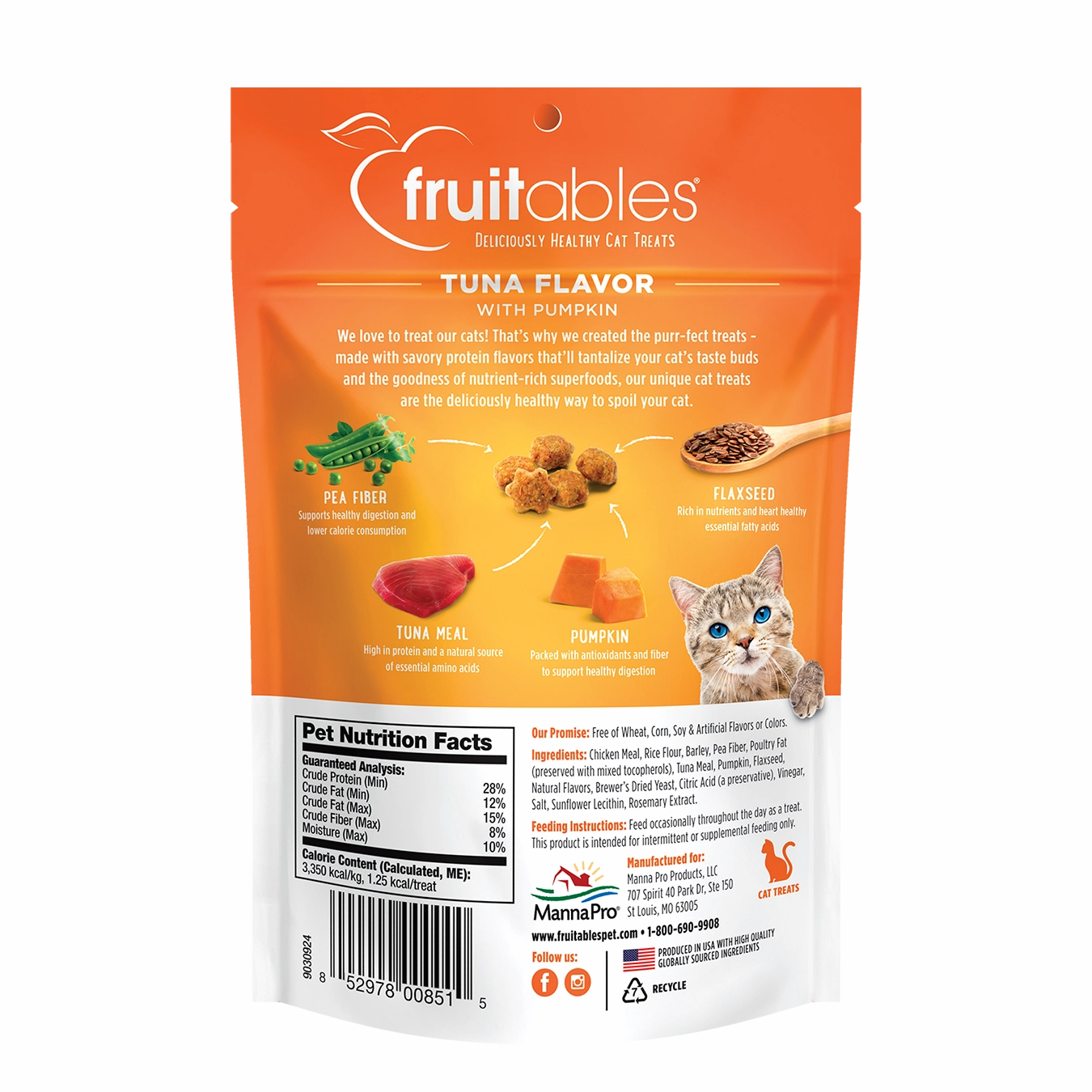 Fruitables Crunchy Tuna Flavor with Pumpkin Cat Treats 70g