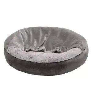 FurHaven Velvet Waves Faux Fur And Velvet Hooded Donut cat bed, cat blanket