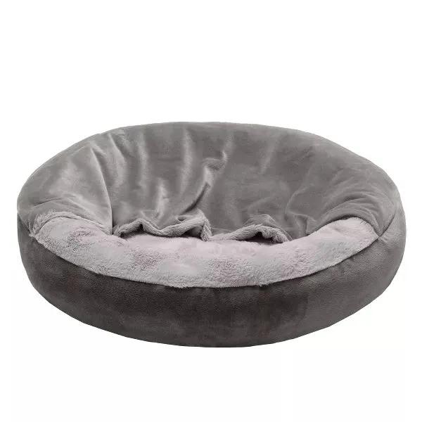 FurHaven Velvet Waves Faux Fur And Velvet Hooded Donut cat bed, cat blanket