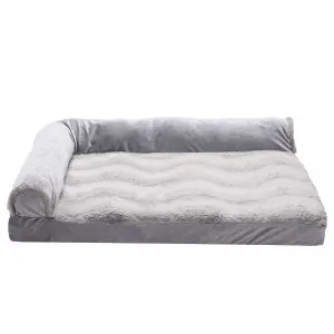 FurHaven Wave Fur & Velvet Deluxe Chaise Lounge Orthopedic Sofa-Style Dog Bed cat bed, cat blanket