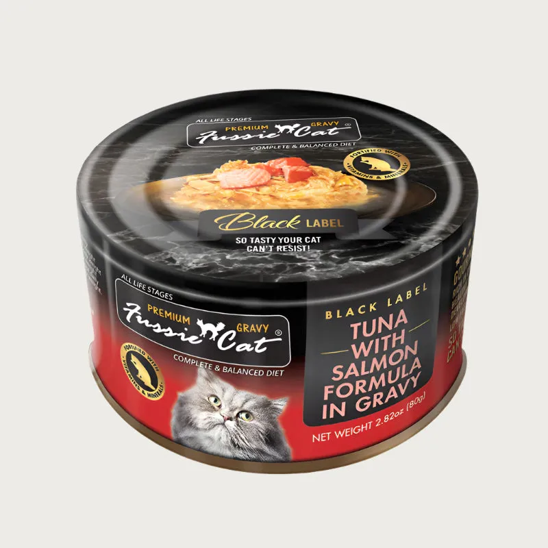 FUSSIE CAT Black Label Tuna with Salmon in Gravy for Cats
