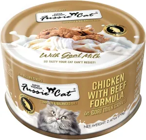 Fussie Cat Chicken with Beef in Goat Milk Gravy Shredded Canned Cat Food wet cat food, canned cat food