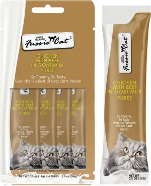 Fussie Cat Chicken with Beef in Goat Milk Puree Lickable Cat Treats cat treats, soft cat treats