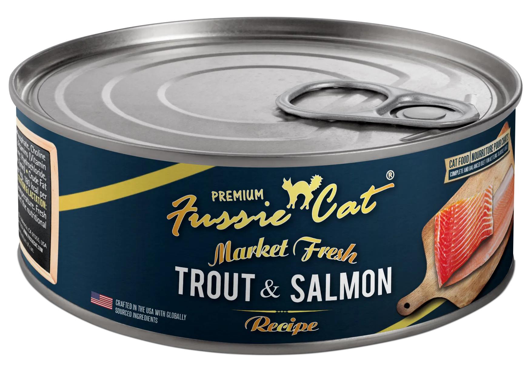 Fussie Cat Market Fresh Can - Trout & Salmon 5.5oz adult cat food, best cat food for adults