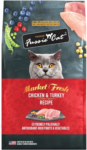 Fussie Cat Market Fresh Grain Free Chicken & Turkey Recipe Dry Cat Food indoor dry cat food, healthy cat kibble