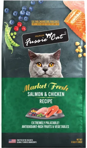 Fussie Cat Market Fresh Grain Free Salmon & Chicken Recipe Dry Cat Food indoor dry cat food, healthy cat kibble