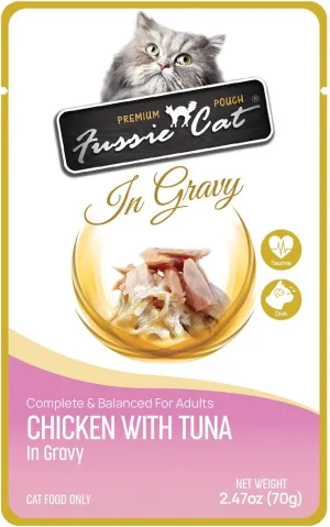 Fussie Cat Premium Pouch Chicken with Tuna in Gravy Cat Food wet cat food, canned cat food