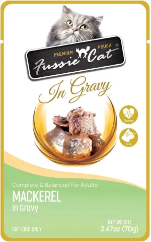 Fussie Cat Premium Pouch Mackerel in Gravy Cat Food wet cat food, canned cat food