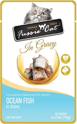Fussie Cat Premium Pouch Ocean Fish in Gravy Cat Food healthy cat food, premium dry cat food