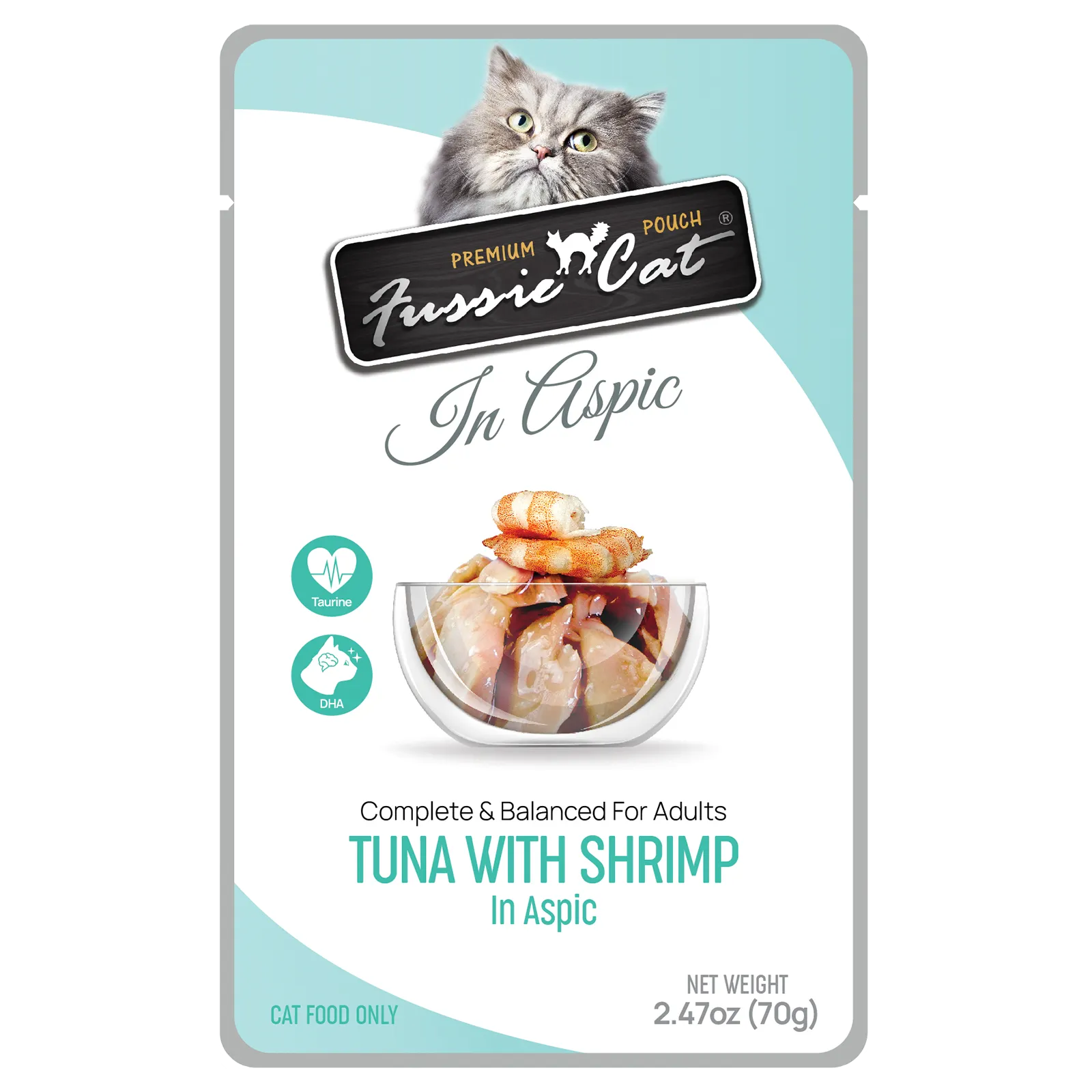 Fussie Cat Premium Pouch Tuna with Shrimp in Aspic Cat Food healthy cat food, premium dry cat food