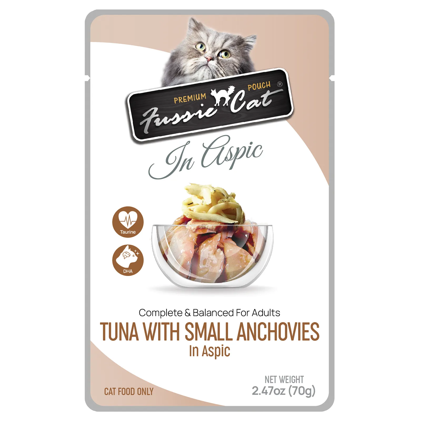 Fussie Cat Premium Pouch Tuna with Small Anchovies in Aspic Cat Food healthy cat food, premium dry cat food