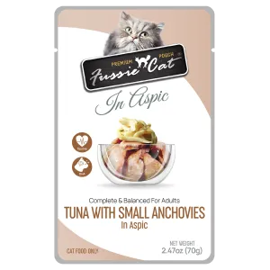 Fussie Cat Premium Pouch Tuna with Small Anchovies in Aspic Cat Food wet cat food, canned cat food