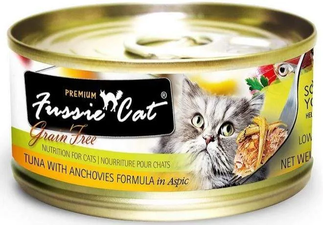 Fussie Cat Premium Tuna with Anchovies Formula in Aspic Canned Food wet cat food, canned cat food