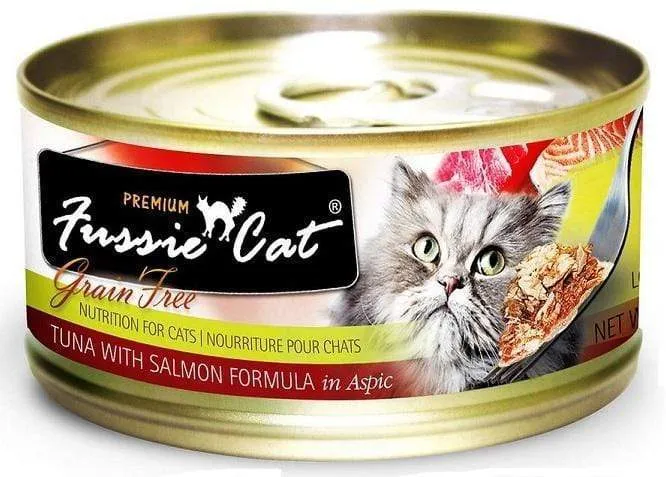 Fussie Cat Premium Tuna with Salmon Formula in Aspic Single Canned Food healthy cat food, premium dry cat food