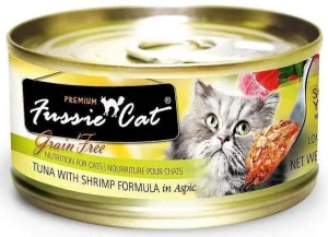 Fussie Cat Premium Tuna with Shrimp Formula in Aspic Single Canned Food wet cat food, canned cat food