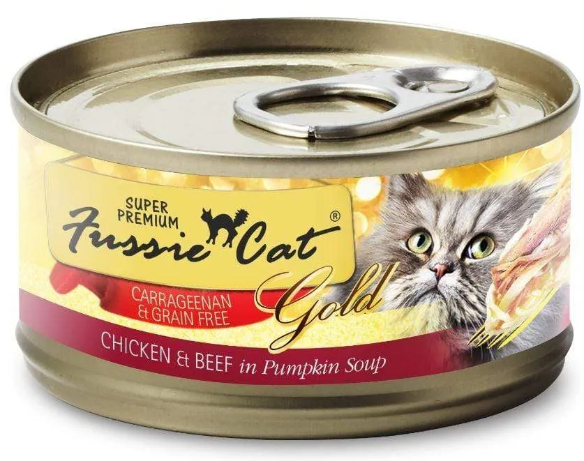 Fussie Cat Super Premium Grain Free Chicken & Beef in Pumpkin Soup Canned Cat Food grain free cat food, no grain dry cat food