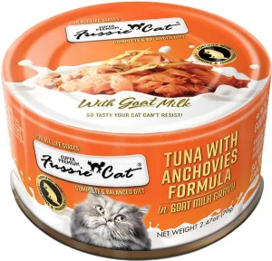 Fussie Cat Tuna with Anchovies in Goat Milk Gravy Shredded Canned Cat Food wet cat food, canned cat food
